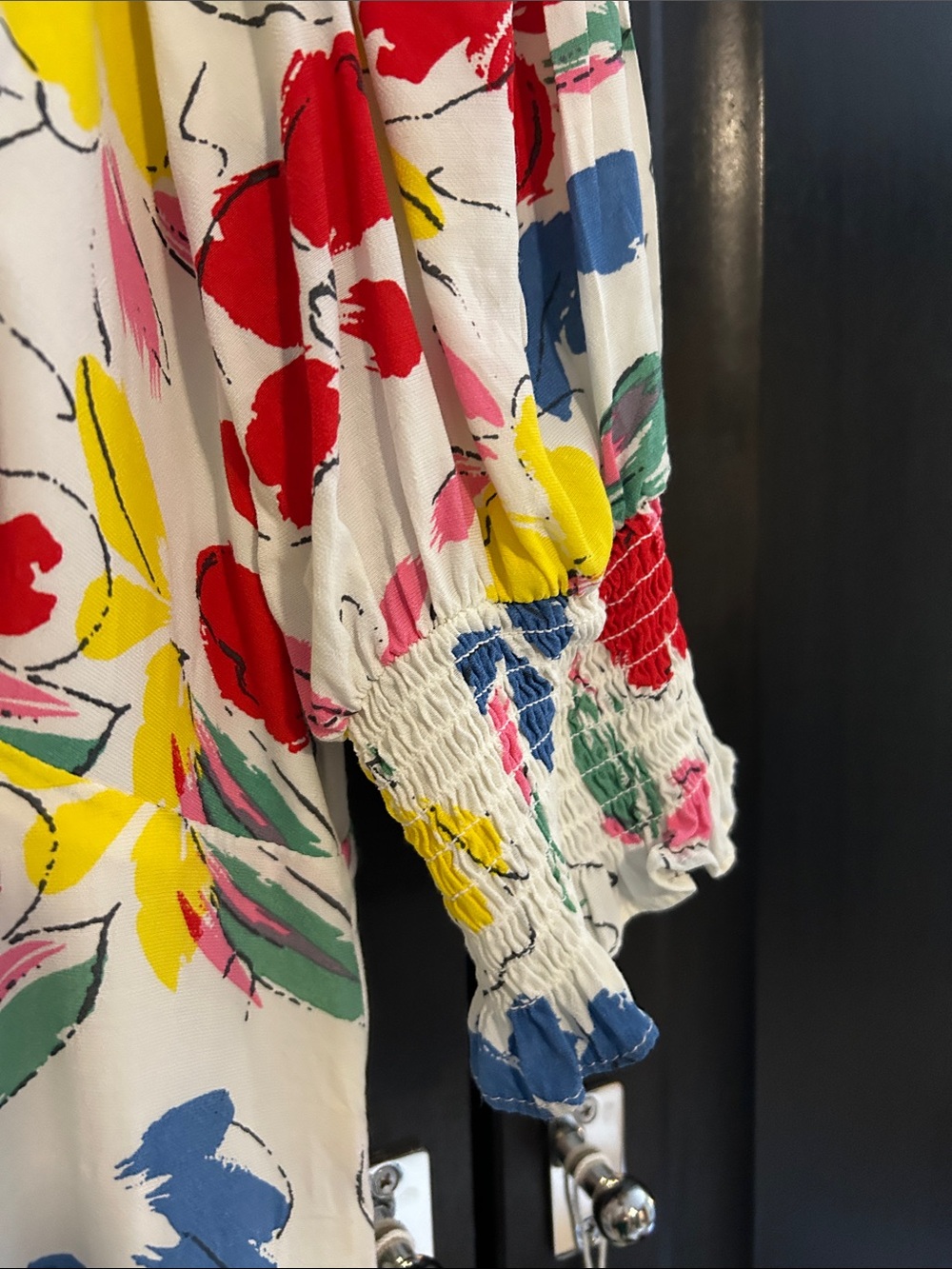 Rixo Floral Ruffle Midi Dress in Multi-Color Size 8 - Picture 3 of 7